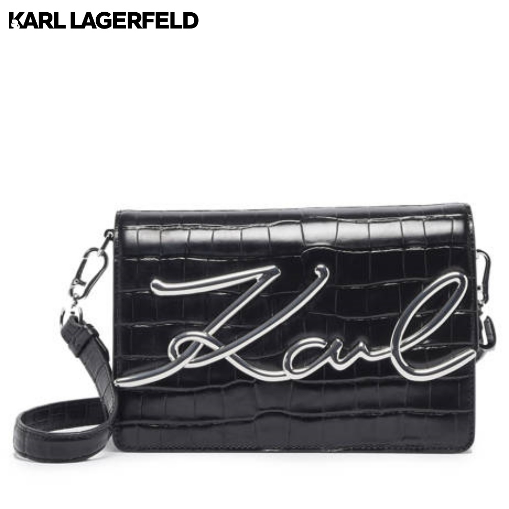 KARL LAGERFELD - K/SIGNATURE CROC SHOULDERBAG 226W3029 กระเป๋าสะพายพาดลำตัว
