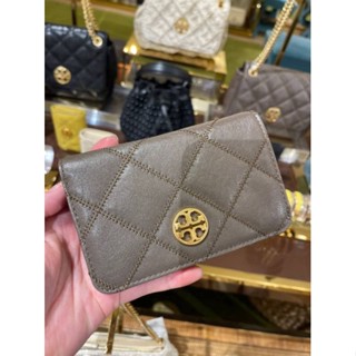 💓กระเป๋าสตางค์ ใบกลาง Tory Burch Willa Medium Wallet ขนาดกำลังดี สีน้ำตาล