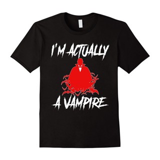 เสื้อยืด ผ้าฝ้าย พิมพ์ลาย IM Actually A Vampire Halloween Vampire สําหรับผู้ชาย