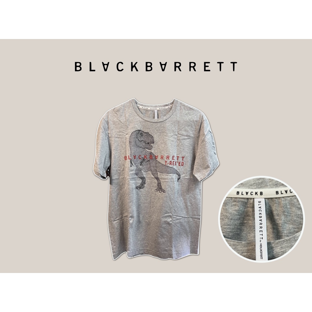 เสื้อยืด Blackbarrett สีเทาสกรีนลายไดโนเสาร์