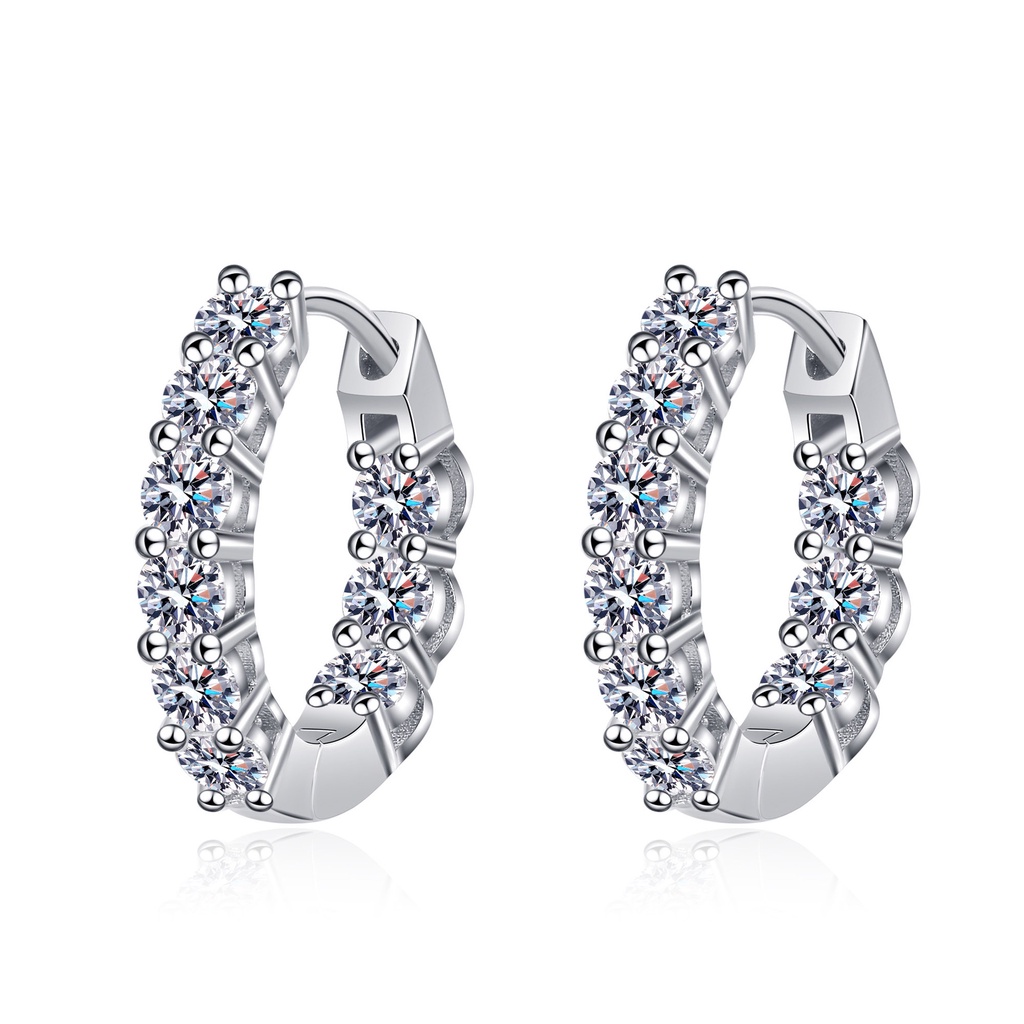 moissanite diamond hoop earrings for girl ต่างหูห่วง ประดับเพชรโมอิส 1.8ct