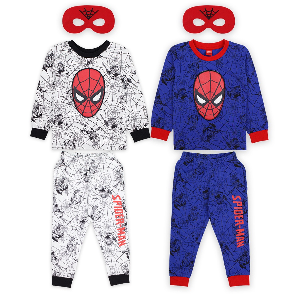 Marvel Sleep Wear - Spider Man ชุดนอนเด็กมาร์เวล สไปรเดอร์แมน เสื้อแต่งซาลาเปากระเป๋าแถมหน้ากาก
