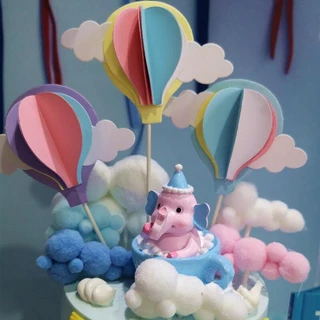 ป้ายปักเค้ก CAKE ป้ายตกแต่งเค้ก Happy Birthday อุปกรณ์ตกแต่งเค้กรูปหัวใจดาวมงกุฎกระต่าย5ชิ้น C26
