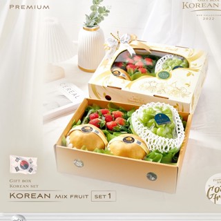 กล่องของขวัญผลไม้รวมพรีเมี่ยม  Korean Mix fruit set 1