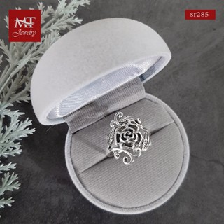 MT แหวนเงินแท้ ดอกกุหลาบ งานรมดำ ไซส์: 58, 59 Solid 925 Sterling Silver Ring (sr285) MT Jewelry มณีธารา