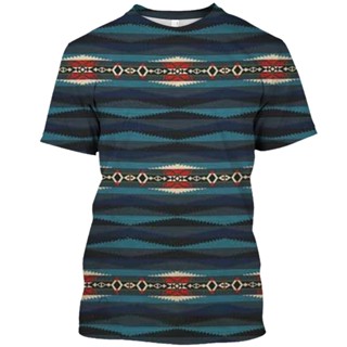 เสื้อยืดแขนสั้น ผ้ายีน ทรงหลวม ลาย Totem 66 Highway แฟชั่นฤดูร้อน สไตล์เรโทร สําหรับผู้ชาย และผู้หญิง