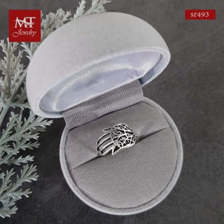 MT แหวนเงินแท้ ฝ่ามือแฮมซ่า ตัวเรือนงานรมดำ ไซส์: 54 Solid 925 Sterling Silver Ring (sr493) MT Jewelry มณีธารา