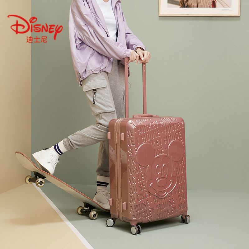 A.t.a Disney กระเป๋าเดินทางล้อลาก แบบใส่รหัสผ่าน 20 นิ้ว สีแดง สําหรับผู้หญิง