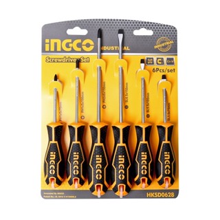 INGCO HKSD0628 ชุดไขควง 6 ชิ้น ไขควงหัวแม่เหล็ก วัสดุ Cr-V Soft grip