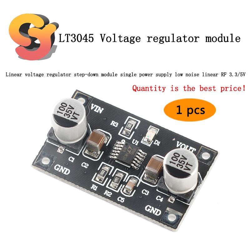 1 ชิ้น LT3045 Linear เครื่องปรับแรงดันไฟฟ้า Buck โมดูลแหล่งจ่ายไฟเดียวเสียงต่ํา Linear RF 3.3/5 โวลต