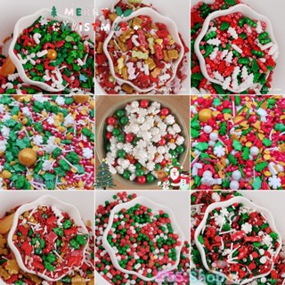 น้ำตาลแต่งเค้ก​ 🎄🎅Christmas Sprinkles เทศกาลคริสมาส🎄🎅(แบ่งขาย 25 กรัม) // 🛒สินค้าพร้อมส่งนะคะ🛒