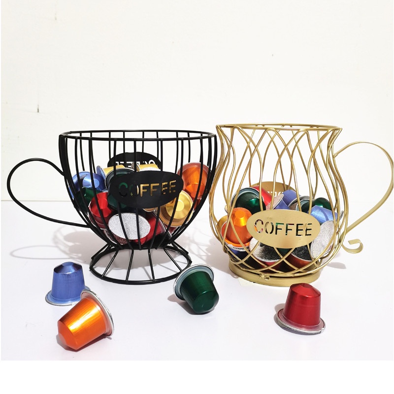 Coffee Capsule Holder Coffee Cup Storage Basket Organizer Holder Black