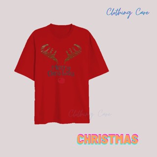 เสื้อยืดพิมพ์ลายแฟชั่น เสื้อยืดผ้าฝ้าย คอกลม พิมพ์ลาย Merry Christmas แฟชั่น Unisex เสื้อยืดสําหรับผู้หญิง