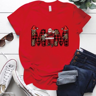 T-Merry Christmas Kawaii T Shirt Women Santa Claus Cartoon Woman Tshirts Casual Christmas Party Tees Tops