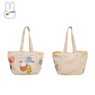 Miffy กระเป๋าสะพายไหล่ ผ้าแคนวาส ทรงโท้ท ขนาดใหญ่ จุของได้เยอะ ลายกระต่าย สําหรับนักเรียน