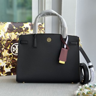 💥👜NEW Tory burch Walker Small Satchel 65กระเป๋า ทรง tote ใบใหญ่ งานช๊อป หนังซาเฟียโน่สีดำ