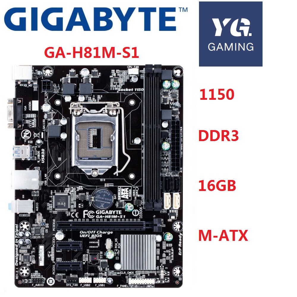 【พร้อมส่ง】เมนบอร์ดซ็อกเก็ต Gigabyte GA-H81M-S1 H81 LGA 1150 i3 i5 i7 H81M-DS2 H81M-D2 H81M-S2PH H81-