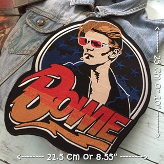 Bowie ร็อค ตัวรีดติดเสื้อ อาร์มรีด อาร์มปัก ตกแต่งเสื้อผ้า หมวก กระเป๋า แจ๊คเก็ตยีนส์ Embroidered Iron on Patch ไซส์ใหญ่