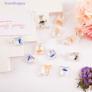 Standhappy 10 ชิ้น จี้ต่างหู DIY ปลาทอง ปลาในถุงน้ํา เครื่องประดับพวงกุญแจ อะไหล่ใหม่