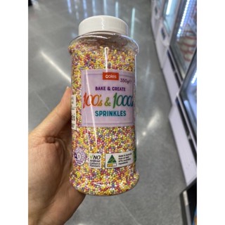 100 ‘s &amp; 1000 ‘s Sprinkles ( Coles Brand ) 350 G. โรยหน้าเค้ก , ไอศครีมและของหวาน ( ตรา โคลส์ ) 100 ‘s &amp; 1000 ‘s สปริงเกิล