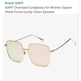 แว่นกันแดด GAMT Oversized Sunglasses for Women Square Metal Frame Candy Colors Eyewear.