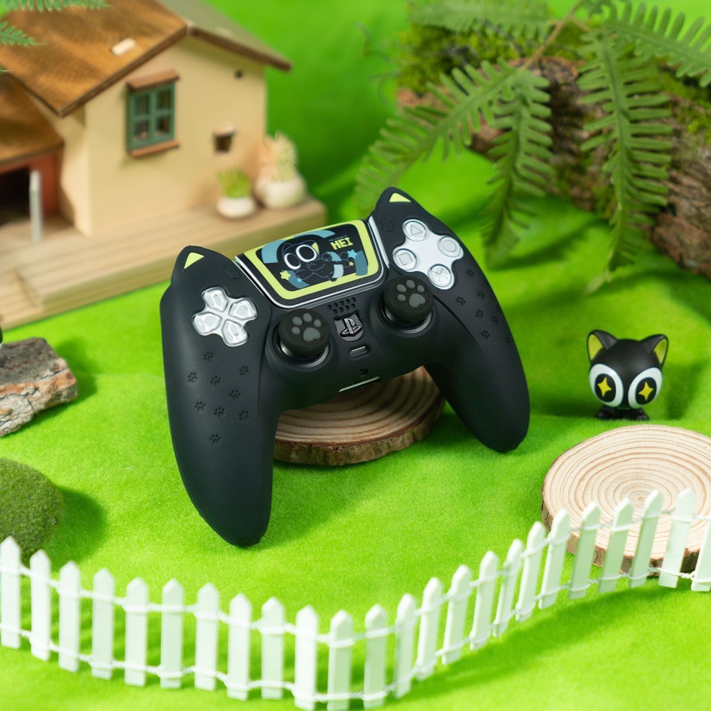 เคสซิลิโคนนิ่ม ลายแมวดําน่ารัก สําหรับจอยเกม Sony Playstation Dualsense 5 PS5