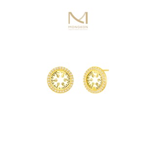 Mongkon Gold ทองคำแท้บริสุทธิ์สูง 96.5% ต่างหู 1 สลึง X-mas Snowflake