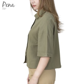 Pena house เสื้อเชิ๊ตลำลอง ทรงครอปสั้น PBSS102202