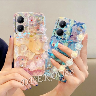 เคสโทรศัพท์มือถือแบบนิ่ม ลายดอกไม้น่ารัก พร้อมสายคล้องคริสตัล ระยิบระยับ สําหรับ Realme 10 4G 5G Pro Plus Pro+ Realme10Pro+ 10Pro 10Pro+