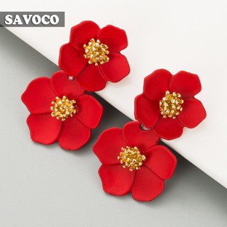 Savoco ต่างหูแฟชั่น ลายดอกไม้ หลายชั้น หลากสี เครื่องประดับ สําหรับผู้หญิง SE037