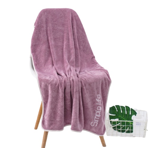 ผ้าเช็ดตัว ผ้านาโนซับน้ำดี ผ้าขนหนู นุ่งอาบน้ำได้ สี เขียว กรม ชมพูเข้ม ม่วง น้ำตาล 70x140cm - รูปที่ 4