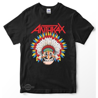 Anthrax 2injun เสื้อยืดลําลอง แขนสั้น พิมพ์ลายวง anthrax สําหรับผู้ชาย