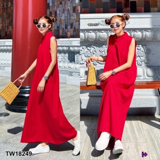 💖🧧เดรสตรุษจีน Chinese Maxi Dress #แขนกุด เดรสยาวคอจีน แต่งกระดุมจีนสวยๆ ดีเทลคอเบี่ยง