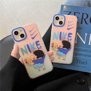 &lt;เคส Iphone&gt; เคสโทรศัพท์มือถือ เคลือบสองชั้น ลายการ์ตูนชินจัง สําหรับ iPhone 14 Pro max 13Pro 12 11