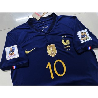 เสื้อบอล ทีมชาติ ฝรั่งเศส+อาร์ม+สกรีน MBAPPE#10  France 2022/23 AAA