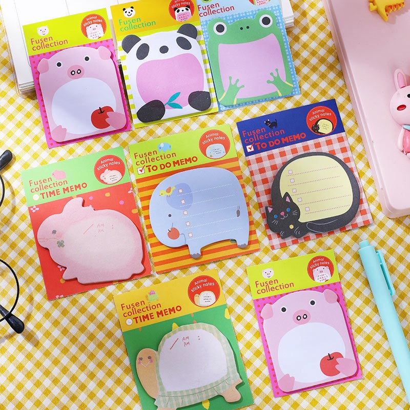ลายการ์ตูนน่ารัก Sticky Note Memo Pad ลายสัตว์นักเรียนอุปกรณ์สํานักงานโรงเรียน
