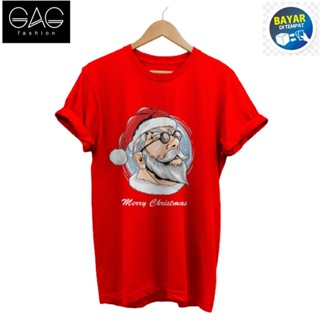 （HH）T-shirtเสื้อยืด พิมพ์ลายคริสต์มาส Mery Christmas สําหรับผู้ชาย และผู้หญิง 005