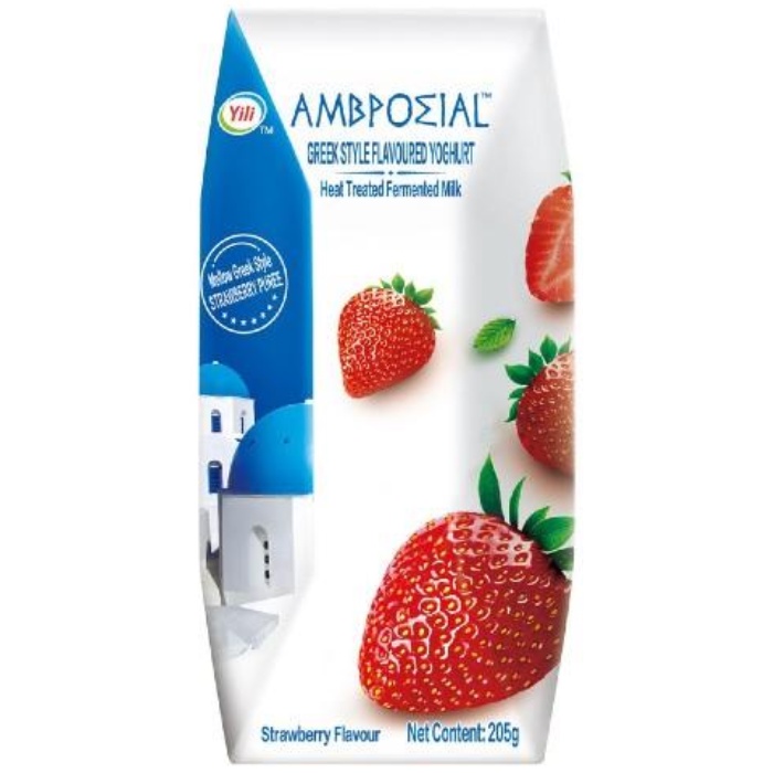 แอมโบรเชียล กรีกโยเกิร์ตพร้อมดื่ม รสสตรอเบอร์รี่ 205 กรัม - Greek yoghurt Strawberry 205g Ambrosial 