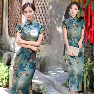 CADIA ใหม่ cheongsam ฤดูร้อนส่วนยาวแขนสั้นแนวนอนซาตินแฟชั่นทุกวันชุดสตรีชุด cheongsam ที่สง่างาม