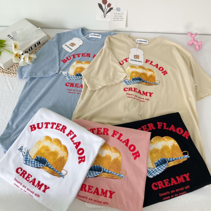 พร้อมส่ง BUTTER NUTS🌻เสื้อยืดคอกลมแขนสั้น Oversize cottonใส่สบาย🌻งานป้าย BUTTER NUTS
