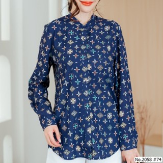 Miss Daisy No : 2058 เสื้อแขนยาวพิมพ์ลาย Printed Long Sleeve Blouse Fabric : polyester พิมพ์​ลาย ผ้านิ่ม ใส่สบาย