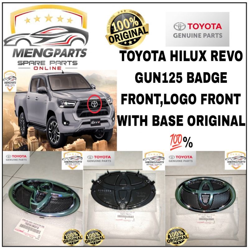 💯% TOYOTA HILUX REVO, ROCCO GUN125/126,GUN135 2020Y-2023Y BADGE FRONT, LOGO FRONT GRILLE พร้อมฐาน 75