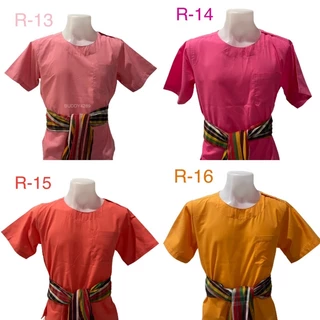 เสื้อไทยผ้าพื้นคอกลม ผู้ใหญ่ กระดุมบ่า หลายสี (สีโทนสีสุภาพ โทนอ่อน โทนพาสเทล) มีมากกว่า 25 สี