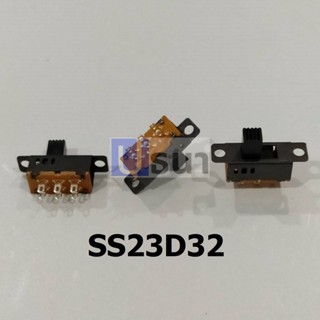 สวิทช์ Slide switch Toggle switch สวิทช์เลื่อน 6 ขา ขนาด 7.7x23.3mm #สวิทช์เลื่อน(6ขา,SS23D32) (1 ตัว)