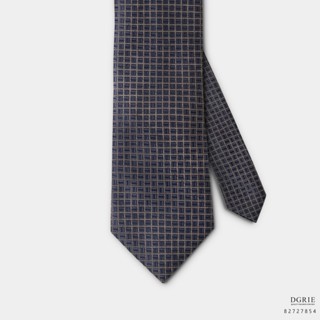 Navy Yellow Check N&amp;Y 3 Inch Necktie-เนคไทสีกรมลายตารางเหลือง