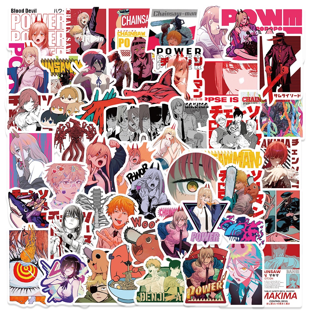 สติกเกอร์ PVC กันน้ํา ลายการ์ตูนอนิเมะ Chainsaw Man สไตล์ญี่ปุ่น มี 100 ชิ้น