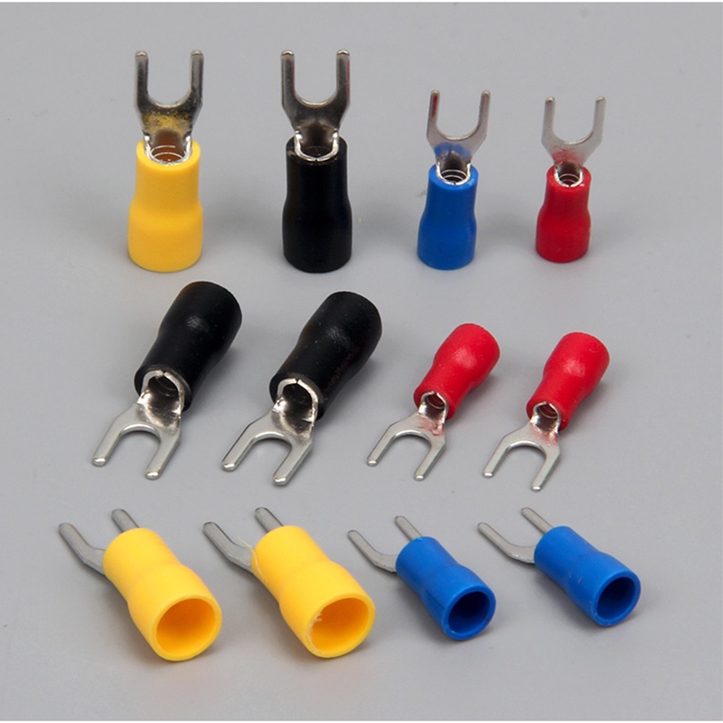 100 ชิ้น SV3.5 CRIMP Terminal Spade ส้อมเชื่อมต่อลวดทองแดง CRIMP Connector ฉนวน End Terminal