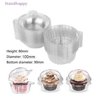 Standhappy กล่องพลาสติกใส PVC ทรงกลม สําหรับใส่เค้ก 50 ถ้วย