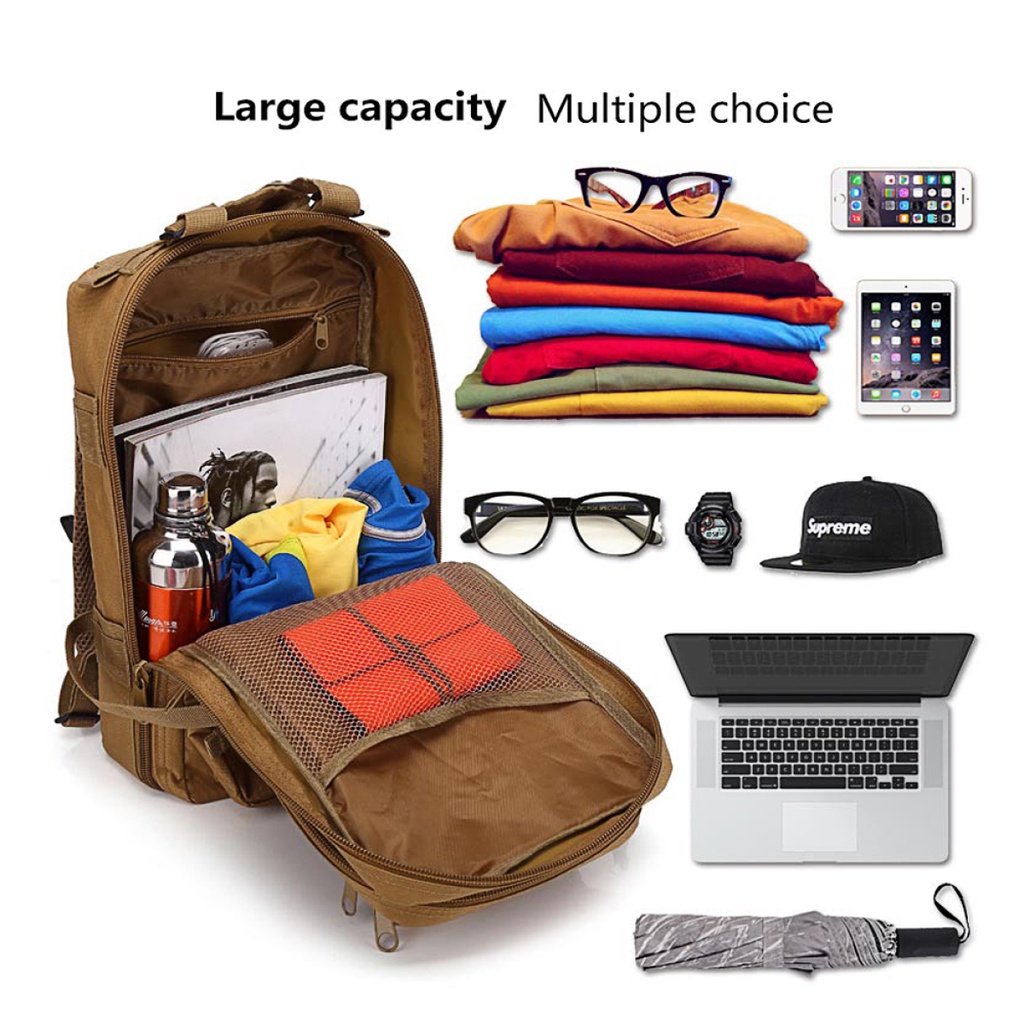 30L กระเป๋าเป้สะพายหลัง Outdoor tactical backpack กระเป๋าเป้ทหาร เลือกได้หลายสี ทนทานกันน้ำแข็งแรงใส่ของได้เยอะ - รูปที่ 3