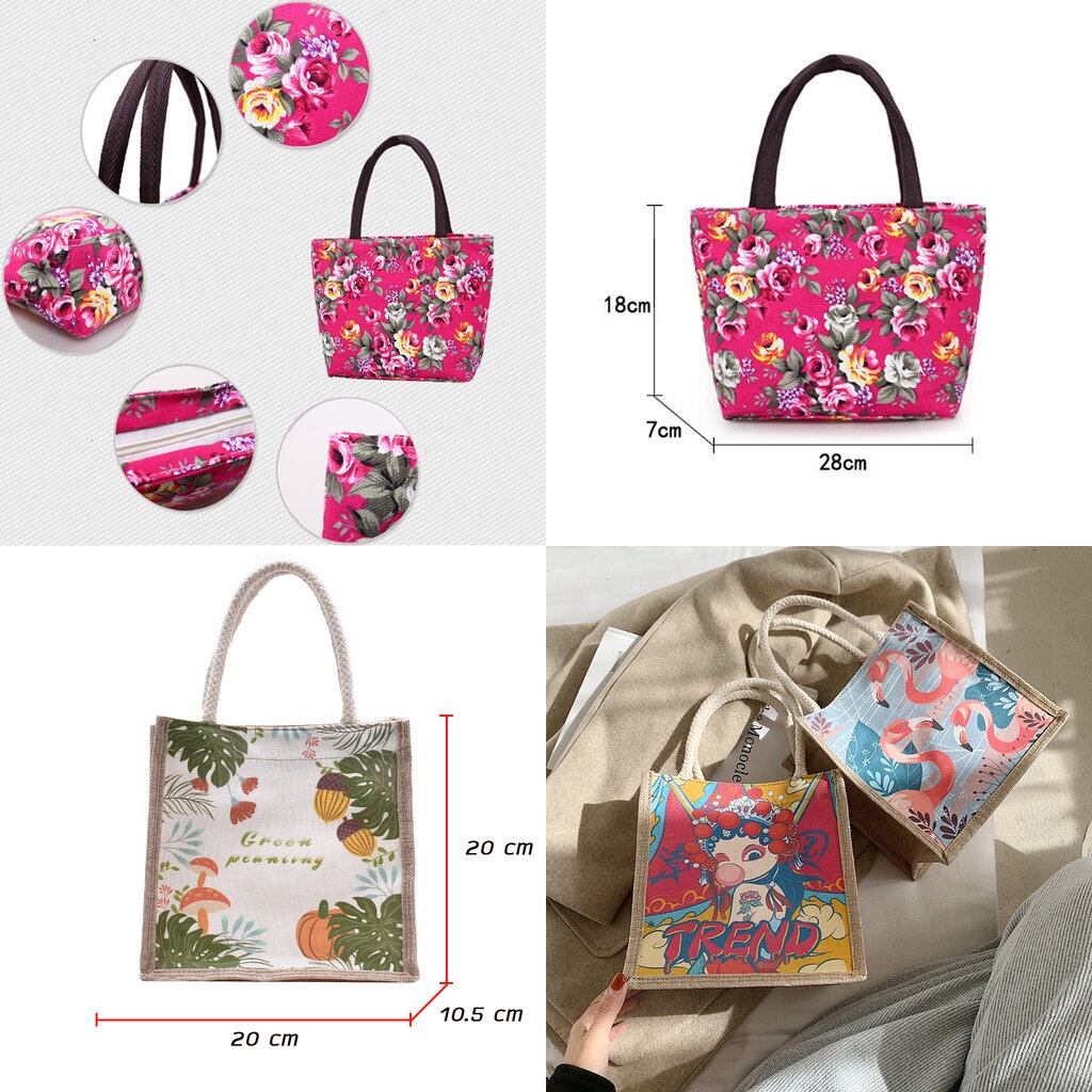 กระเป๋าผ้า Set-5 ซิปสายถือ ขนาดเหมาะพอเหมาะ พกพาสะดวก ถุงผ้าใส่ของ มีหลายลาย สีสันสวยงาม